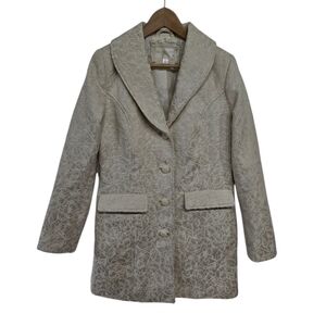 Vintage 1990s Y2K Floral Tapestry Ivory Coat Medium